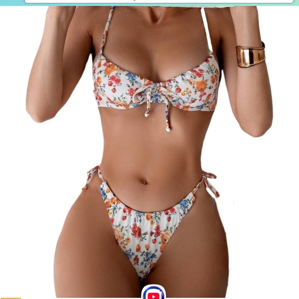 EPJON Spaghetti Strap Floral Print Bikini